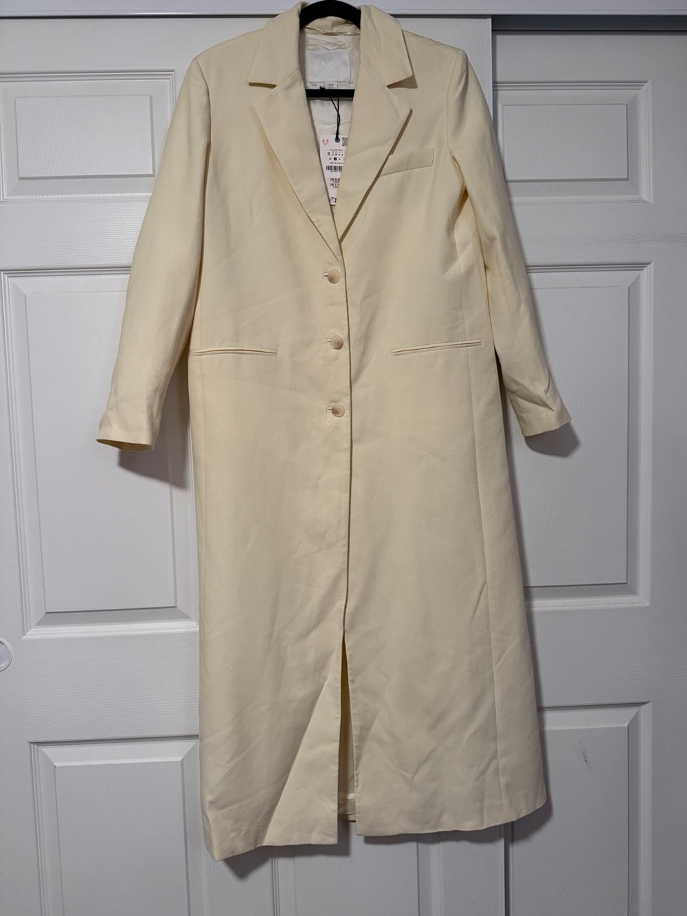 Zara $269 ZW Collection Frock Long Tailored Ecru Coat Quiet Luxury Old Money